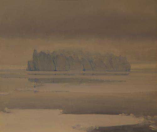 Large Iceberg under its Own Cloud Greenland Coast  Painting by David Rosenthal